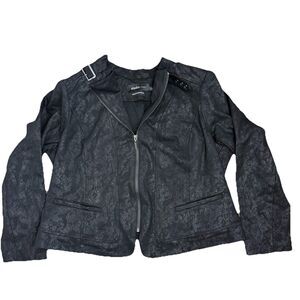 Torrid Studio Black Soft Snakeskin Print Moto Blazer Jacket Women’s Size 2 EUC